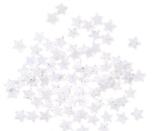 GWIAZDKI Z BROKATEM BIAŁE 1,1CM 96SZT