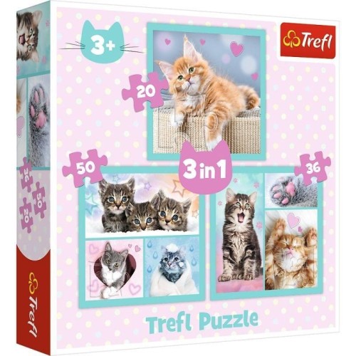 Puzzle 3w1 Słodkie zwierzaki TREFL, Trefl