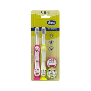 SZCZOTECZKA DO ZĘBÓW HIPPO PANDA 3-6L 2SZT, CHICCO