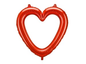 BALON FOLIOWY SERCE CZERWONE RAMKA 86X83.5CM