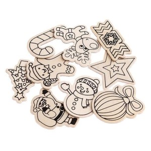 OZDOBY DREWNIANE Z MAGNESEM 4-6 CM 9SZT