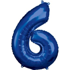 BALON FOLIOWY CYFRA 6 NIEBIESKA 60X86CM