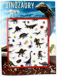 KSIĄŻECZKA Z WYPUKŁYMI NAKLEJKAMI. DINOZAURY