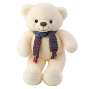 MIŚ PLUSZOWY BIAŁY W KOLOROWYM SZALIKU 55CM