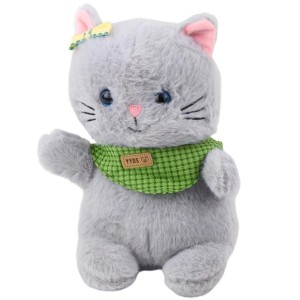 MASKOTKA KOT SZARY 22CM, LEANTOYS