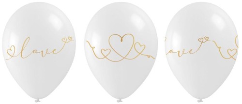 Balony ze złotym walentynkowym nadrukiem 5szt