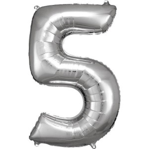 BALON FOLIOWY CYFRA 5 SREBRNA 57X86CM
