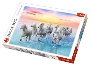 PUZZLE 500 BIAŁE KONIE W GALOPIE TREFL, TREFL