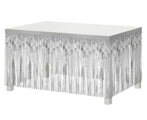 DEKORACJA NA BRZEG STOŁU SREBRNA 80X300CM