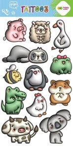 TATUAŻE ZMYWALNE BUBBLE ANIMALS HAPPY COLOR, GDD