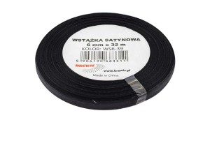 WSTĄŻKA SATYNOWA CZARNA 6MMX32M 2SZT