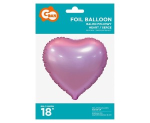 BALON FOLIOWY SERCE MATOWE RÓŻOWE 45CM