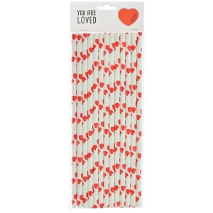 SŁOMKI PAPIEROWE SERDUSZKA 12SZT