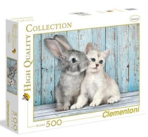 PUZZLE 500 HQ KOTEK I KRÓLIK, CLEMENTONI