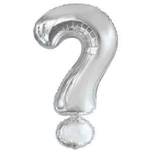 BALON FOLIOWY ZNAK ? SREBRNY 53X86CM
