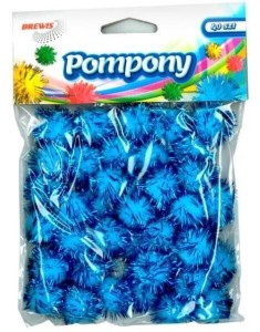POMPONY METALICZNE NIEBIESKIE 2CM
