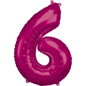 BALON FOLIOWY CYFRA 6 RÓŻOWA 60X86CM