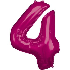 BALON FOLIOWY CYFRA 4 RÓŻOWA 65X86CM