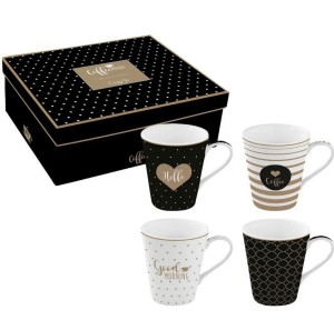 KUBKI PORCELANOWE CAFFEE 300ML 4SZT, EASY LIFE