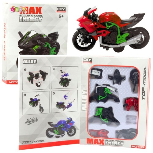 Motocykl do skręcania metalowy 1:14, Leantoys