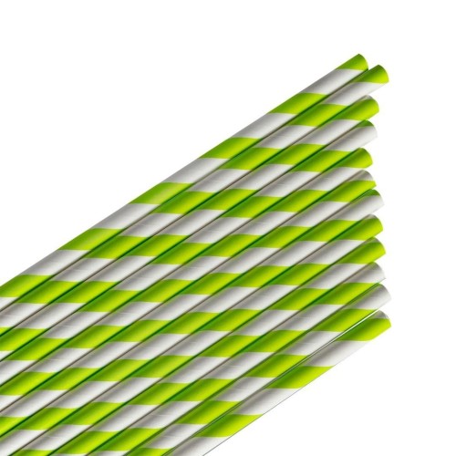 Słomki papierowe paski limonkowe 144szt