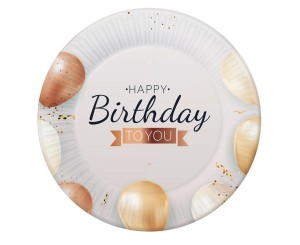 TALERZYKI PAPIEROWE HAPPY BIRTHDAY 18CM 6SZT