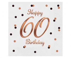 SERWETKI B&C HAPPY 60 BIRTHDAY BIAŁE 33X33CM 20SZT