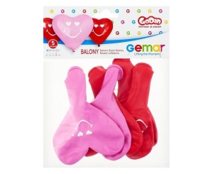 BALONY PREMIUM UŚMIECHNIĘTE SERCA 5SZT