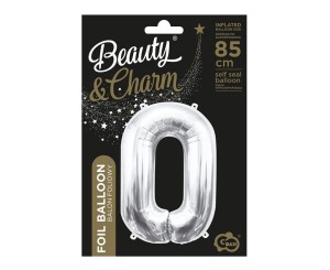 BALON FOLIOWY B&C CYFRA 0 SREBRNA 85CM