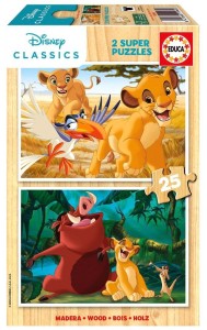PUZZLE 2 X 25 KRÓL LEW (DREWNIANE), EDUCA