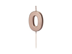 ŚWIECZKA URODZINOWA 0 RÓŻOWE ZŁOTO 4.5CM
