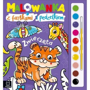 MALOWANKA Z FARBKAMI I PĘDZELKIEM. ZWIERZĘTA