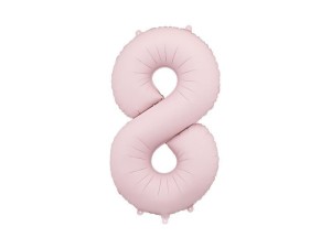 BALON FOLIOWY CYFRA 8 86CM JASNY RÓŻOWY