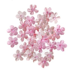 KWIATY PAPIEROWE Z PEREŁKĄ 2CM 32SZT