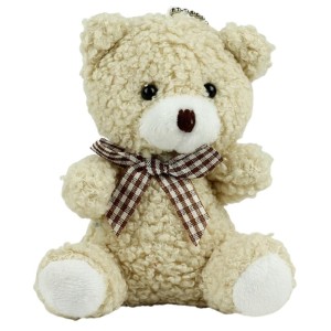 BRELOK MIŚ PLUSZOWY BEŻOWY 8CM, LEANTOYS