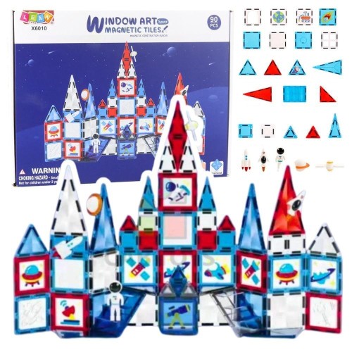 Klocki konstrukcyjne magnetyczne 90el, Leantoys