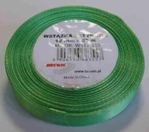 WSTĄŻKA SATYNOWA ZIELONA 12MMX32M
