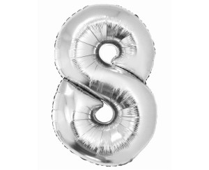 BALON FOLIOWY SMART CYFRA 8 SREBRNY 76CM