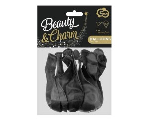 BALONY BEAUTY&CHARM METALIKI CZARNE 10SZT