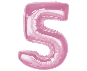 BALON FOLIOWY CYFRA 5 JASNORÓŻOWA SMART 92CM