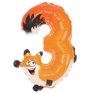 BALON FOLIOWY CYFERKA 3 ZWIERZĄTKO