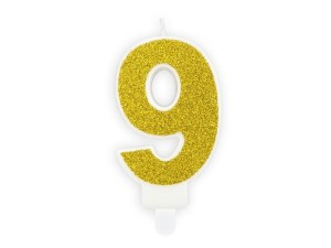 ŚWIECZKA URODZINOWA 9 ZŁOTA 7CM
