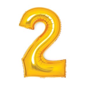 BALON FOLIOWY CYFRA 2 ZŁOTA 51X66CM