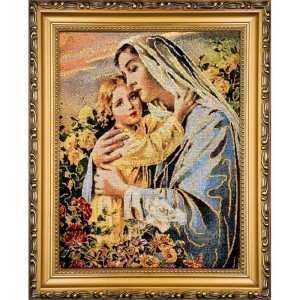 OBRAZ HAFTOWANY MATKA BOŻA Z DZIECIĄTKIEM 22X27,5