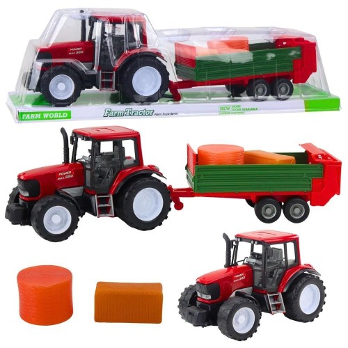 Traktor rolniczy z przyczepą zieloną, Leantoys