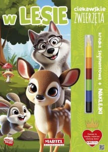 CIEKAWSKIE ZWIERZĘTA W LESIE Z KREDKĄ I NAKLEJKAMI