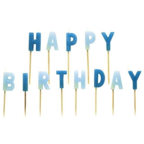 Zestaw świeczek happy birthday niebieskie