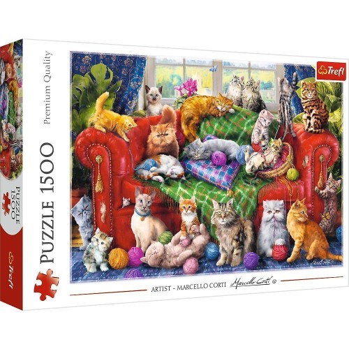 Puzzle 1500 Kociaki na sofie TREFL, Trefl