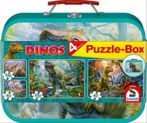 PUZZLE 2X60 + 2X100 W WALIZCE DINOZAURY G3