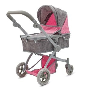 WÓZEK DLA LALEK 2W1 SOPHIE PINK-GREY, BABY MIX